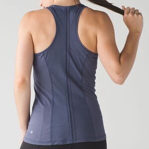 Lululemon // Sculpt it singlet tank in greyvy purple gray hem stitch detail